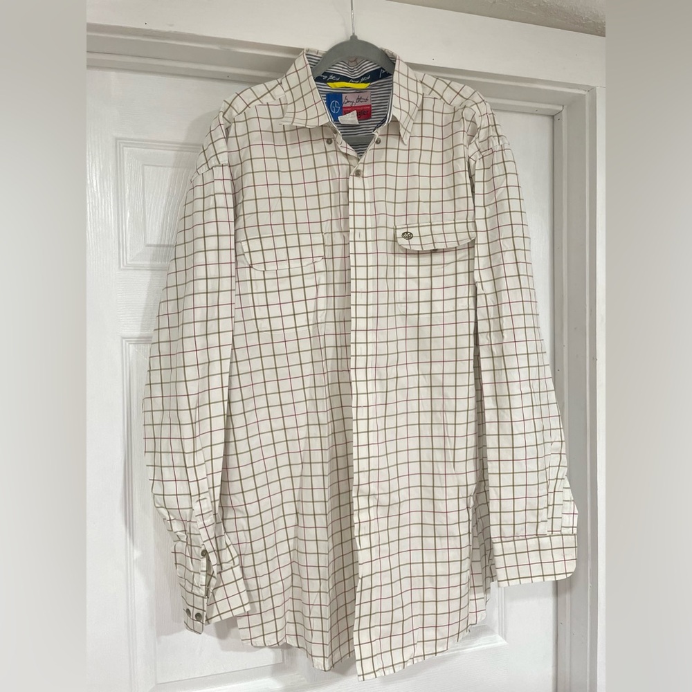 Wrangler Cream and Brown Checkered Dress Shirt